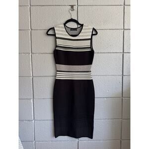 RVN Black and White Mesh Bodycon Panel Dress size XS